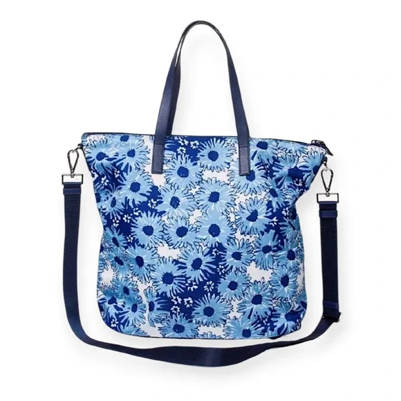 Prada Blue Saffiano Tessuto Zainetto Stampata Floral Nylon Leather Tote Bag - Picture 2 of 9